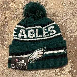 New Era Green and Black Philadelphia Eagles Knit Hat Pom NFL Beanie